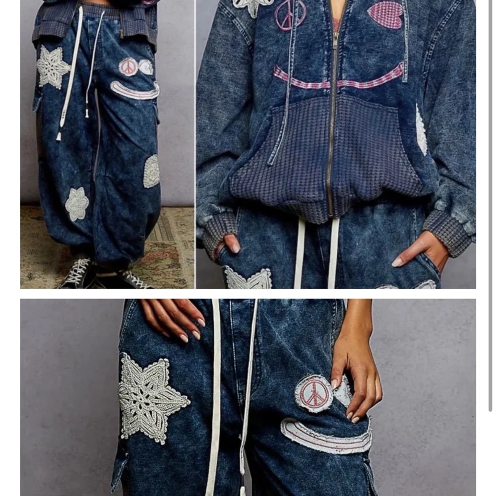 Pol Denim Patchwork Jacket And Pants Set - image 4